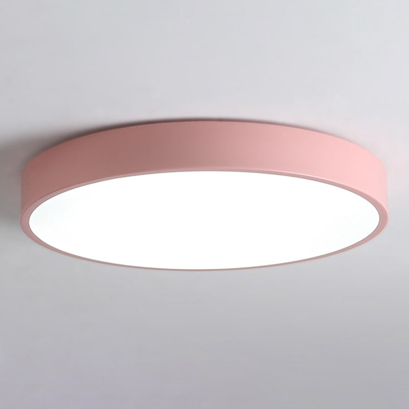 Round Shape LED Ceiling Lamp Macaroon Modern Iron 1 Light Flush Mount for Aisle Balcony
