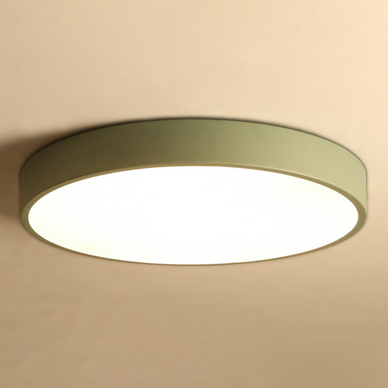 Round Shape LED Ceiling Lamp Macaroon Modern Iron 1 Light Flush Mount for Aisle Balcony