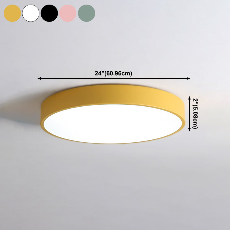 Round Shape LED Ceiling Lamp Macaroon Modern Iron 1 Light Flush Mount for Aisle Balcony