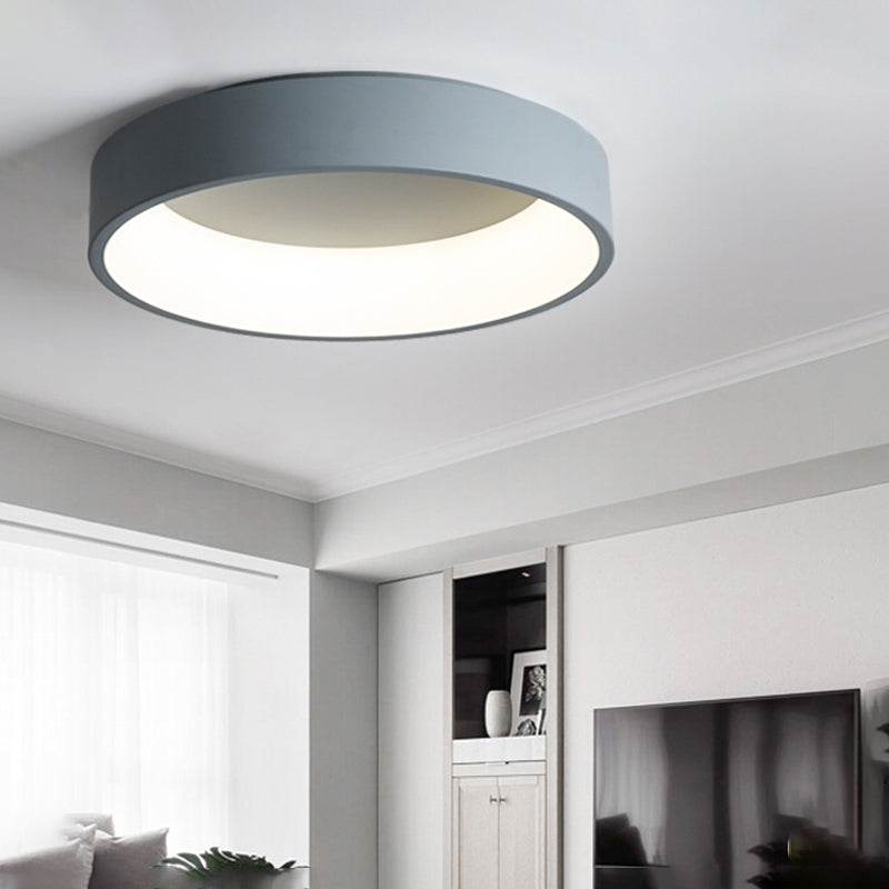 Plafonnier LED de forme ronde macaron moderne en aluminium 1 lumière encastré pour le salon