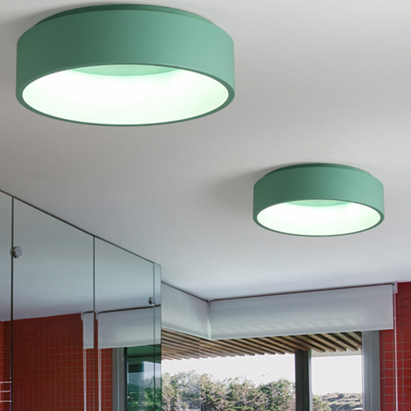 Plafonnier LED de forme ronde macaron moderne en aluminium 1 lumière encastré pour le salon