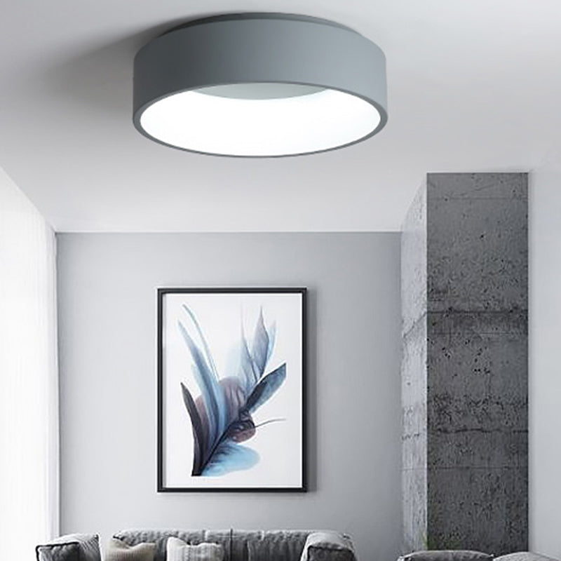 Plafonnier LED de forme ronde macaron moderne en aluminium 1 lumière encastré pour le salon