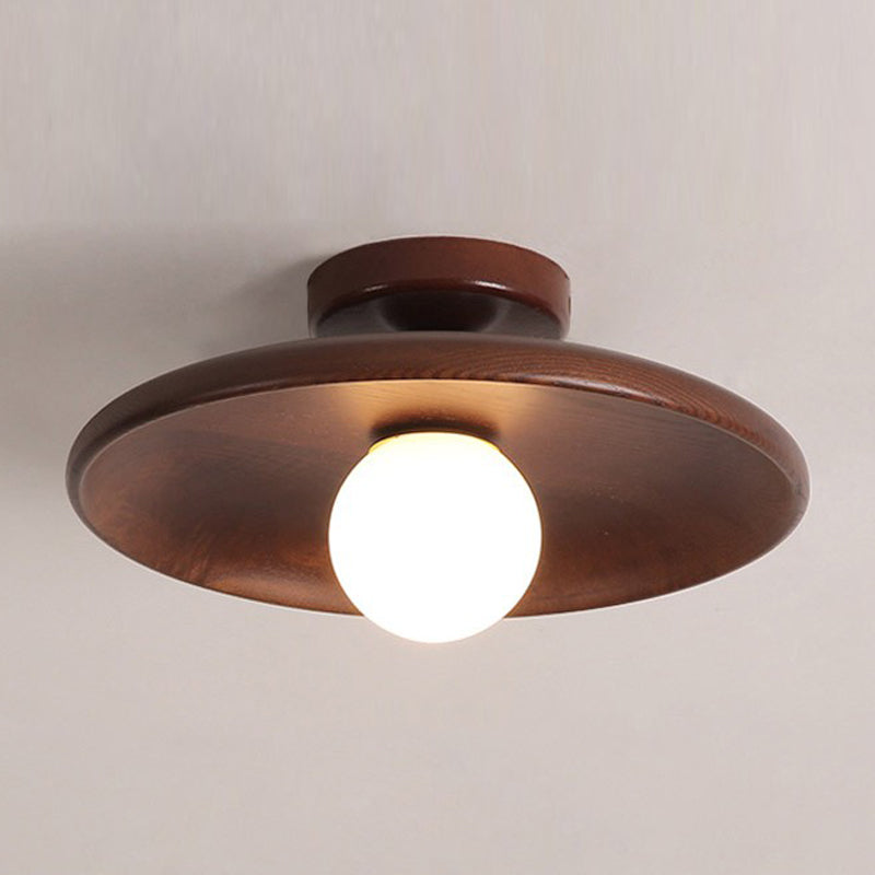 Modern Minimalist Flush Mount Wooden Globe Ceiling Light for Interior Spaces