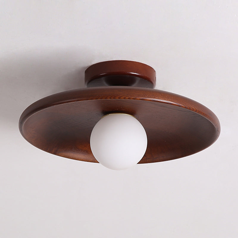 Modern Minimalist Flush Mount Wooden Globe Ceiling Light for Interior Spaces
