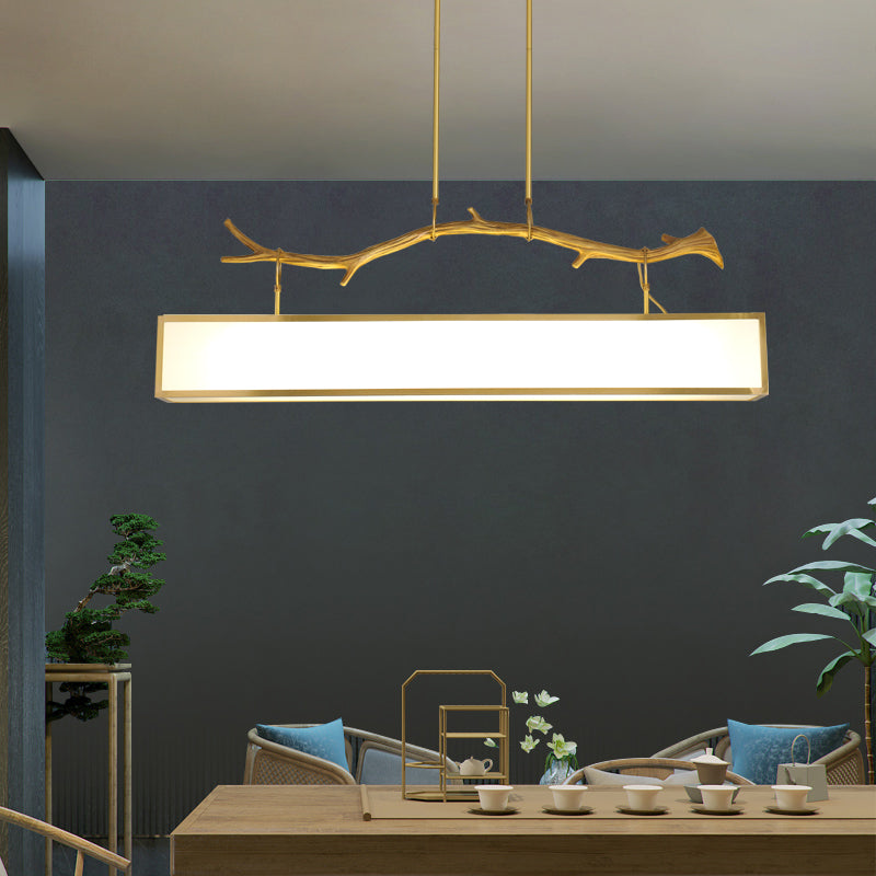 Accesorio de iluminación de la isla rectángulo metal moderno luz colgante de luz individual