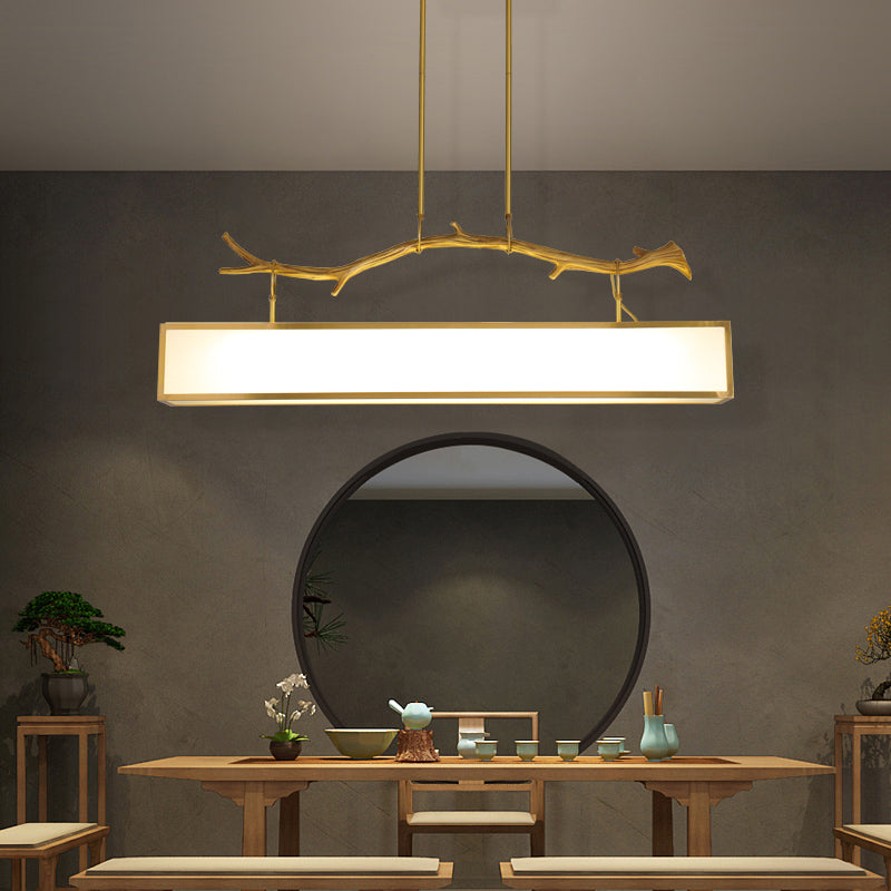 Accesorio de iluminación de la isla rectángulo metal moderno luz colgante de luz individual