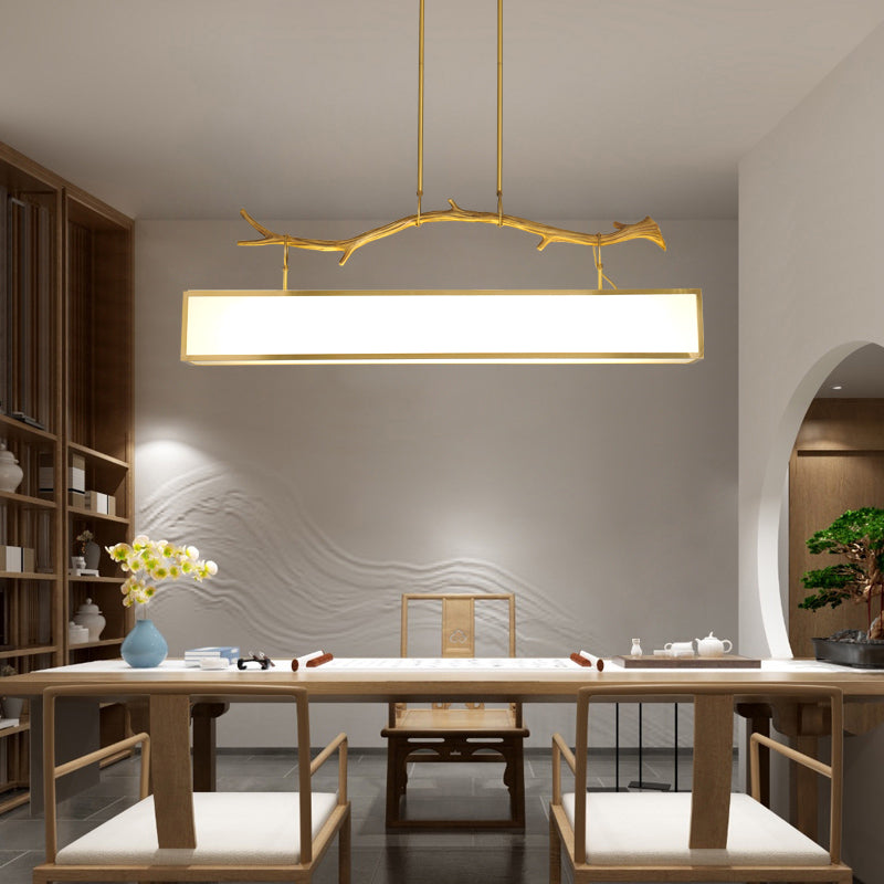 Accesorio de iluminación de la isla rectángulo metal moderno luz colgante de luz individual