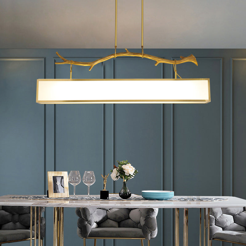 Accesorio de iluminación de la isla rectángulo metal moderno luz colgante de luz individual