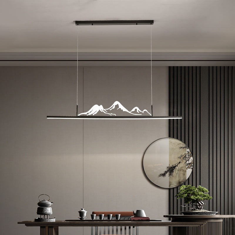 Luz de metal lineal lámpara de luz contemporánea 1 luz colgante de cocina ligera