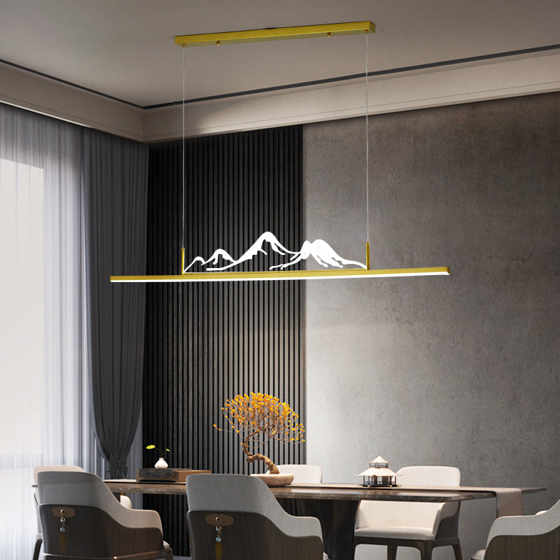 Luz de metal lineal lámpara de luz contemporánea 1 luz colgante de cocina ligera