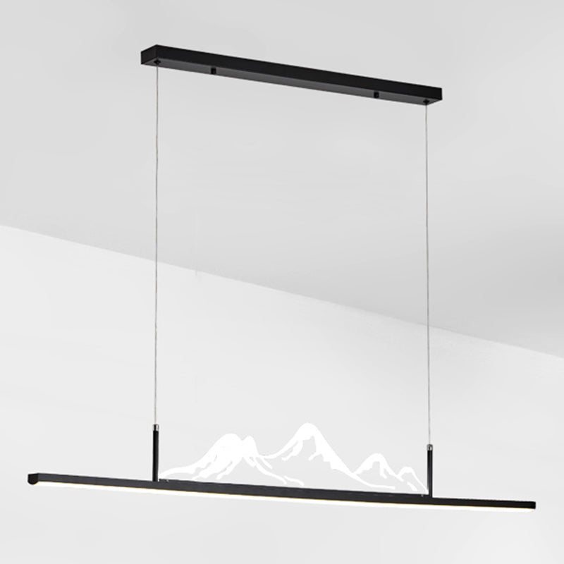 Luz de metal lineal lámpara de luz contemporánea 1 luz colgante de cocina ligera