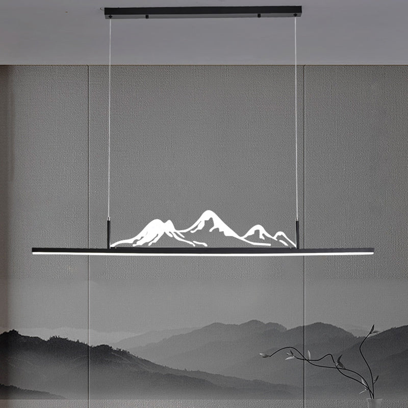 Luz de metal lineal lámpara de luz contemporánea 1 luz colgante de cocina ligera