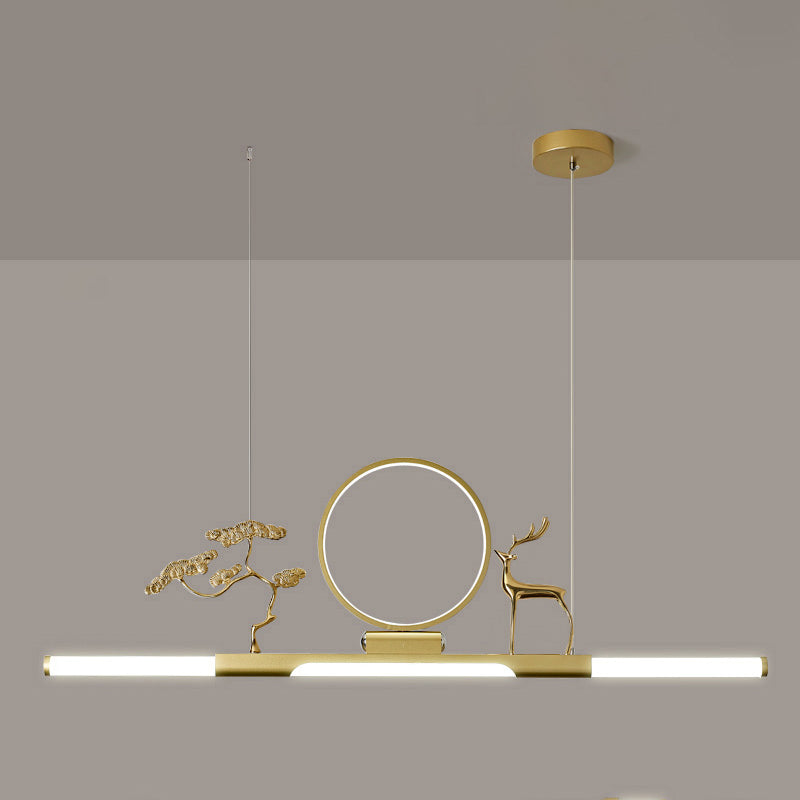 Modernas luces colgantes de la sala de té lineal de la isla de metal lámparas