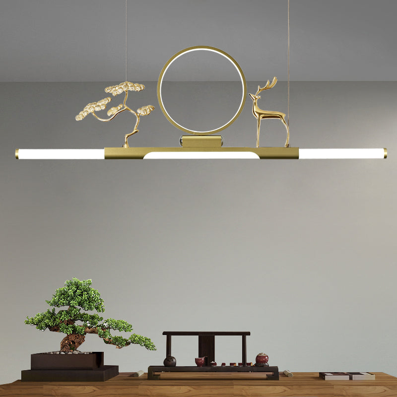 Modernas luces colgantes de la sala de té lineal de la isla de metal lámparas