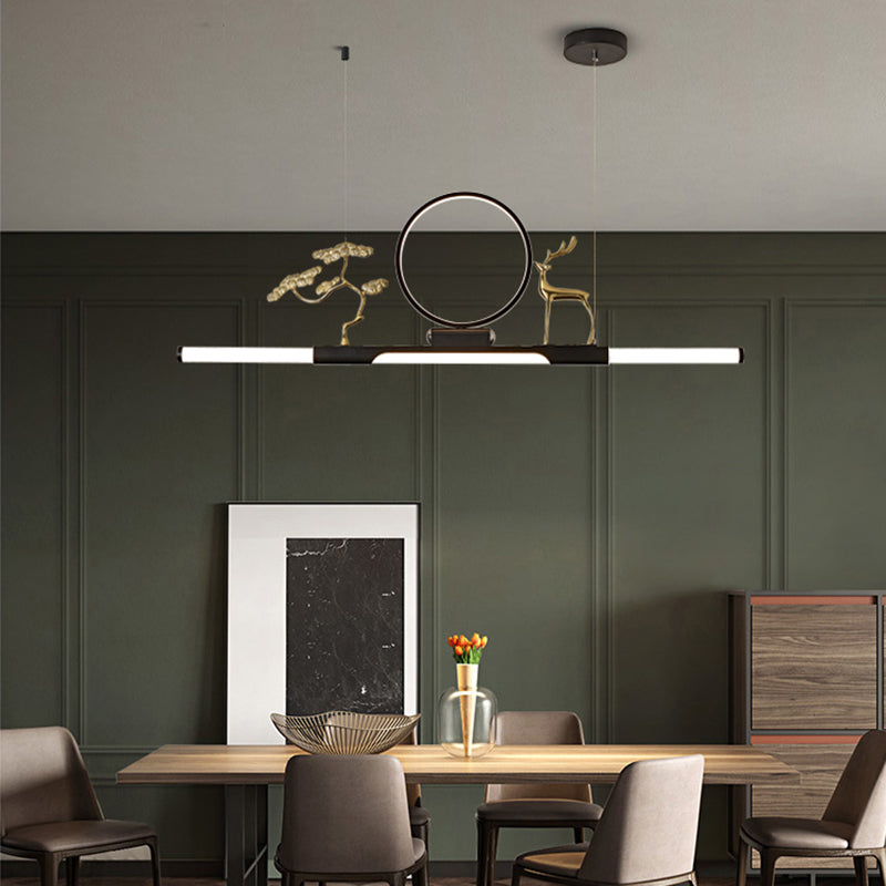 Modernas luces colgantes de la sala de té lineal de la isla de metal lámparas