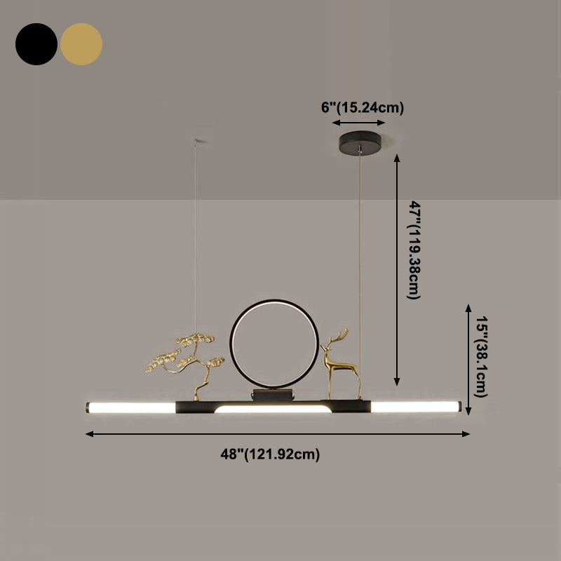 Modernas luces colgantes de la sala de té lineal de la isla de metal lámparas