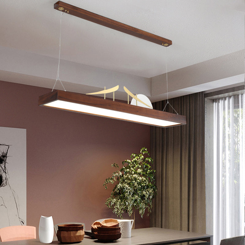 Luz de techo de isla geométrica de cocina moderna de madera ligera de madera ligera