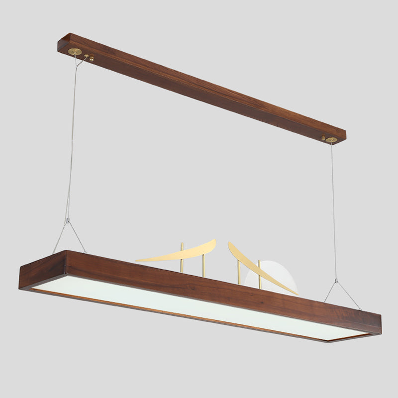 Luz de techo de isla geométrica de cocina moderna de madera ligera de madera ligera