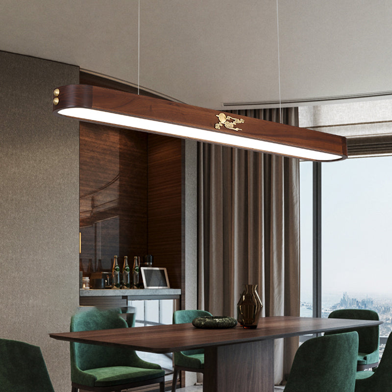 Luz de techo de isla geométrica de cocina moderna de madera ligera de madera ligera