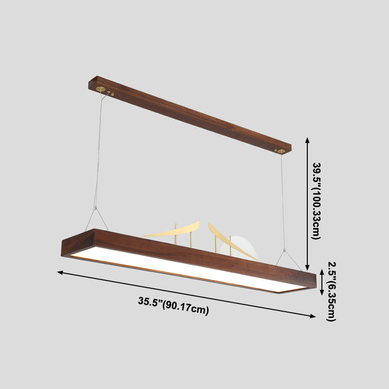 Luz de techo de isla geométrica de cocina moderna de madera ligera de madera ligera