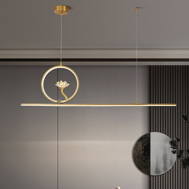 Luminaires de l'île linéaire Métalme moderne 2- Éclairage de l'île à thé léger