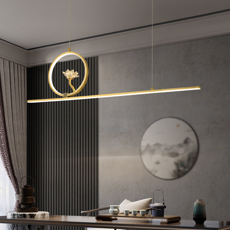 Luminaires de l'île linéaire Métalme moderne 2- Éclairage de l'île à thé léger