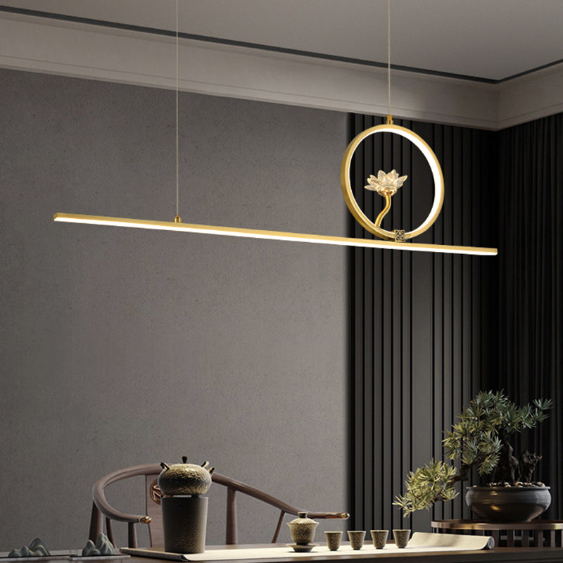 Luminaires de l'île linéaire Métalme moderne 2- Éclairage de l'île à thé léger