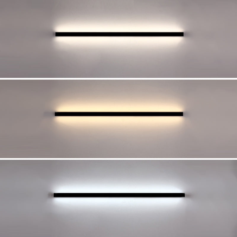 1 Light Linear Shape Wall Light Modern Style Metal Wall Sconce Lighting in Black