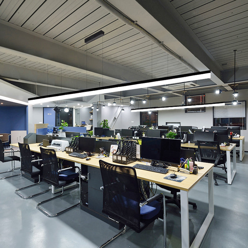 1 Light Linear Island Light Fixture Modernism Metal Island Pendant Lights in Black