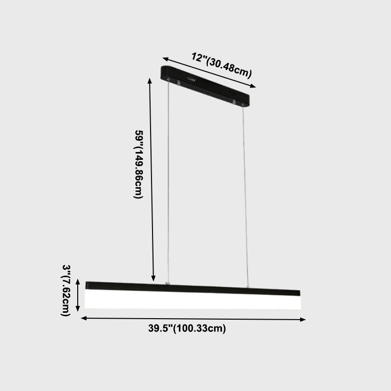 1 Light Linear Island Light Fixture Modernism Metal Island Pendant Lights in Black