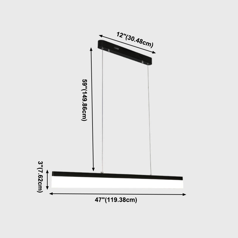 1 Light Linear Island Light Fixture Modernism Metal Island Pendant Lights in Black