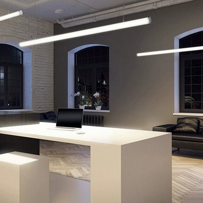 1 luminaire linéaire linéaire modernisme suspension à l'île métallique en blanc