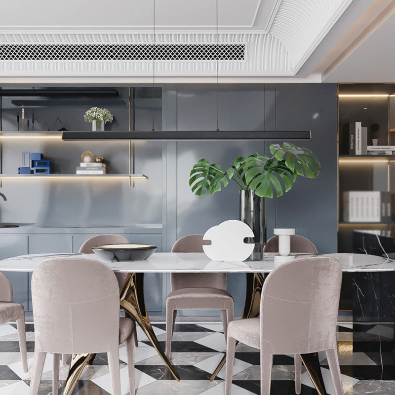 1 Light Linear Island Light Fixture Modernism Metal Island Pendant Lights