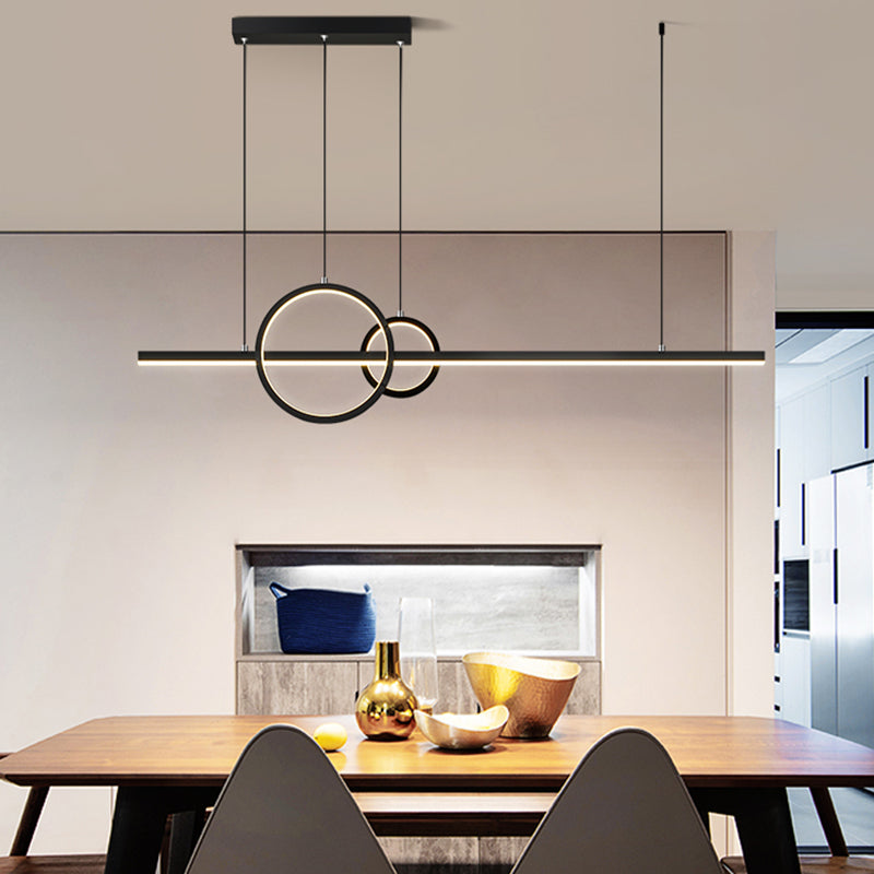 3-Light Geometric Island Light Fixture Modernism Metal Island Pendant Lights in Black