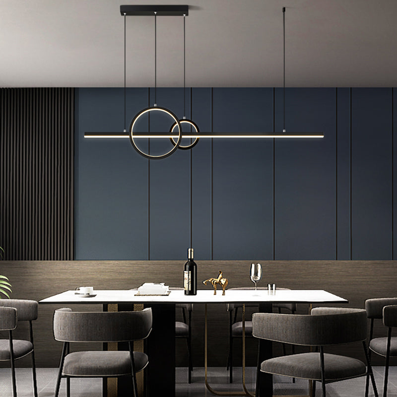 3-Light Geometric Island Light Fixture Modernism Metal Island Pendant Lights in Black