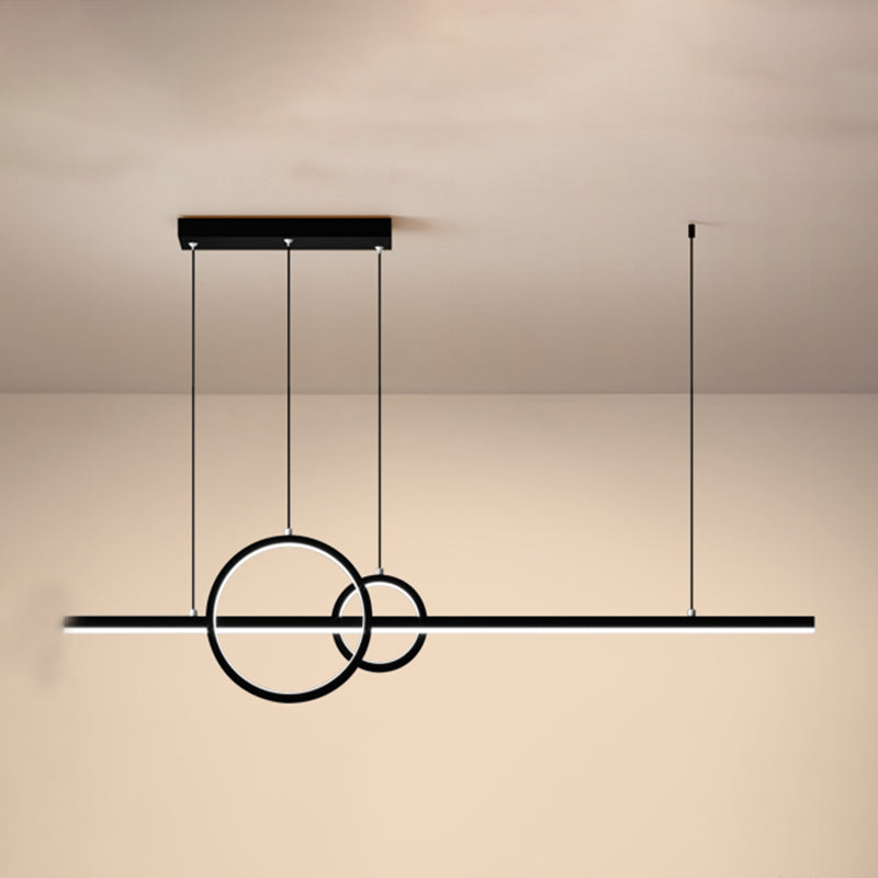 3-Light Geometric Island Light Fixture Modernism Metal Island Pendant Lights in Black