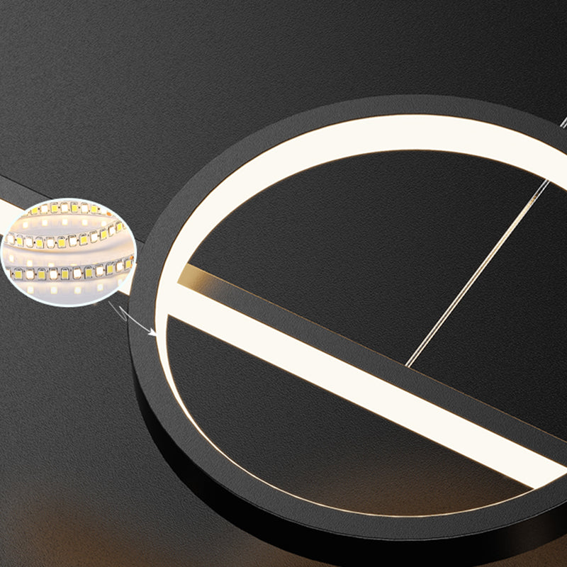 5-Light Geometric Island Light Fixtures Modernism Metal Island Pendant Lights in Black