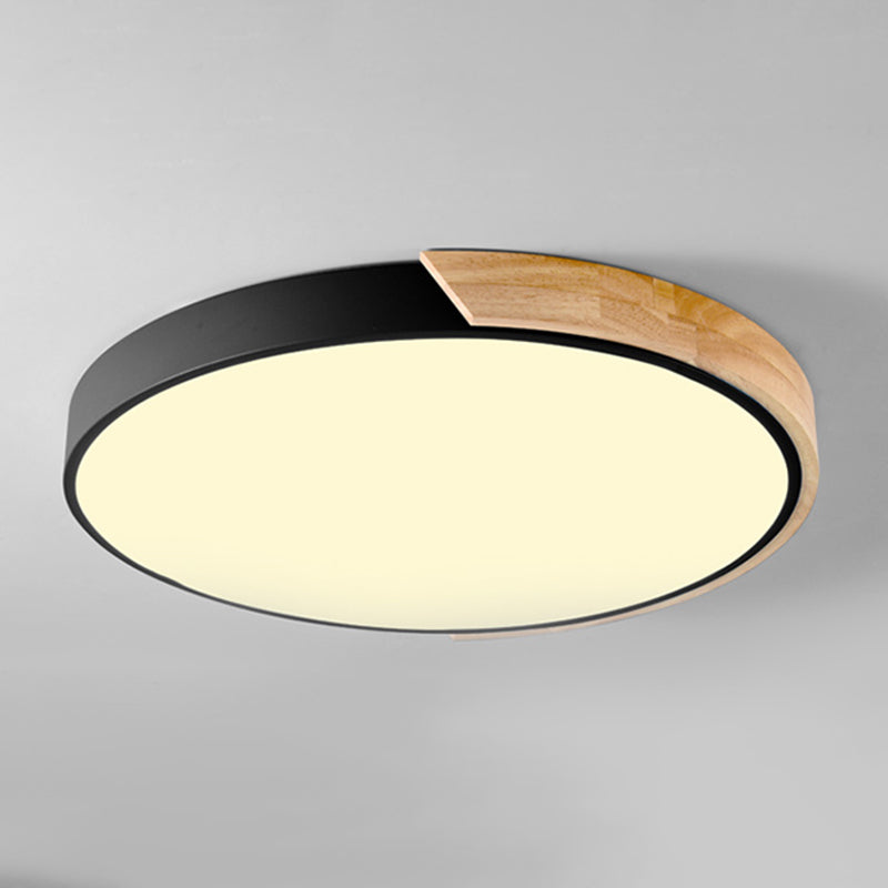 Plafonnier LED de forme ronde macaron fer moderne 1 lumière encastré pour chambre d'étude