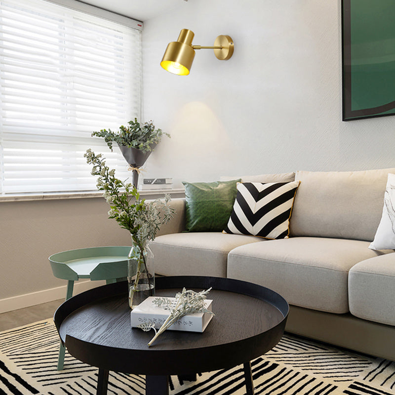 Moderne Stilzylinderwand montiertes Metallmetall 1 Lichtwandmontierte Beleuchtung in Gold