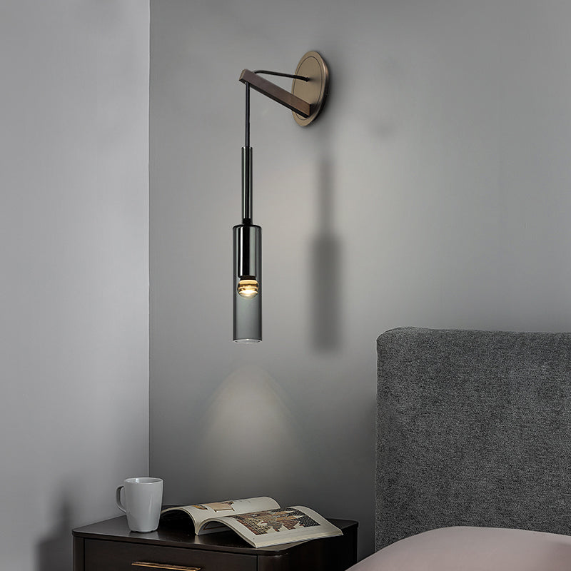 Halbzylinderform Wandleuchte moderne 1-Licht-Kristallwandmontage Leuchte in Schwarz