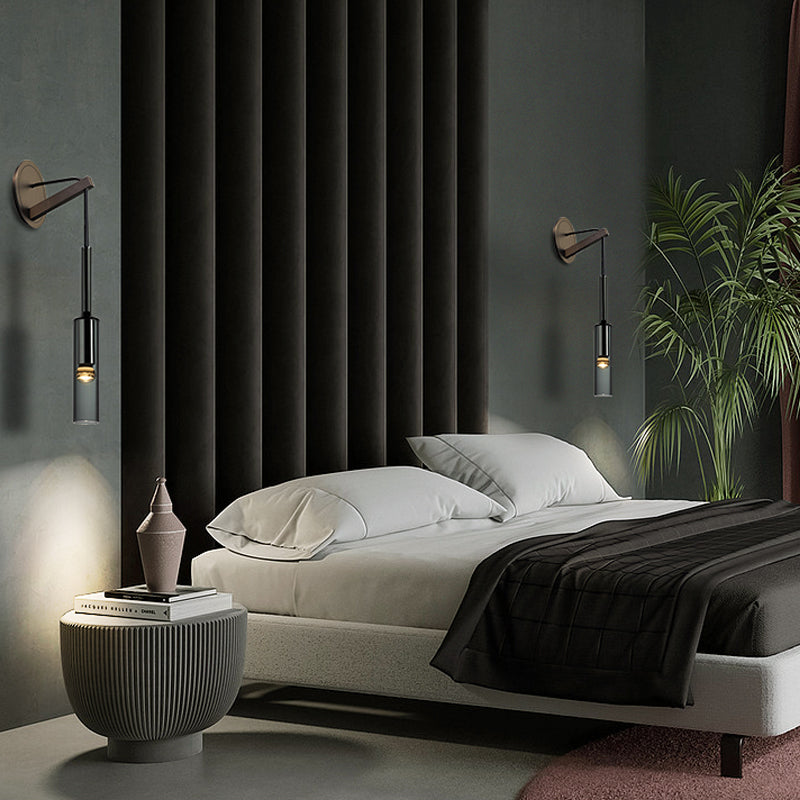 Halbzylinderform Wandleuchte moderne 1-Licht-Kristallwandmontage Leuchte in Schwarz