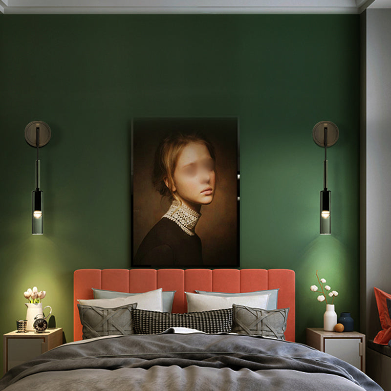 Halbzylinderform Wandleuchte moderne 1-Licht-Kristallwandmontage Leuchte in Schwarz