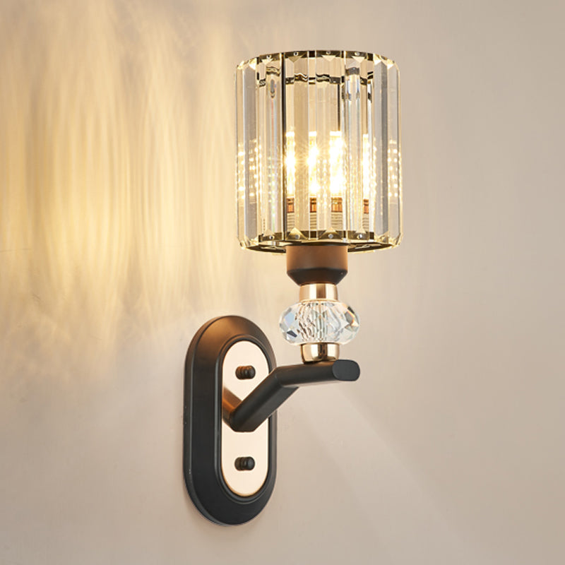1-Light Wall Sconce Modern Style Crystal Half Cylinder Shape Wall Mount Light Fixture