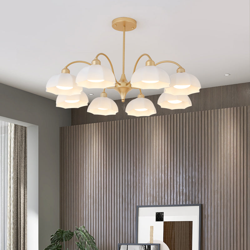 Glass Floriated Pendant Light in Modern Creative Style Lacquered Iron Chandelier for Dining Room