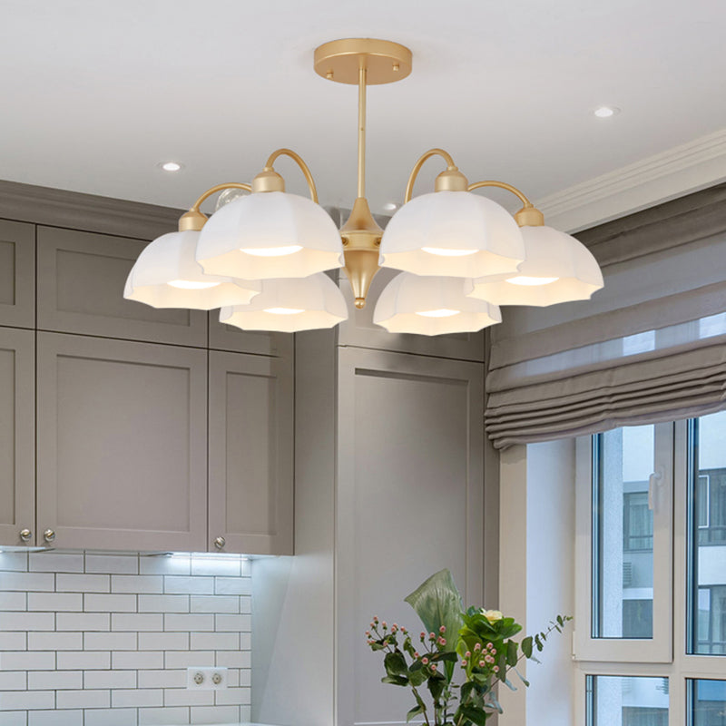 Glass Floriated Pendant Light in Modern Creative Style Lacquered Iron Chandelier for Dining Room