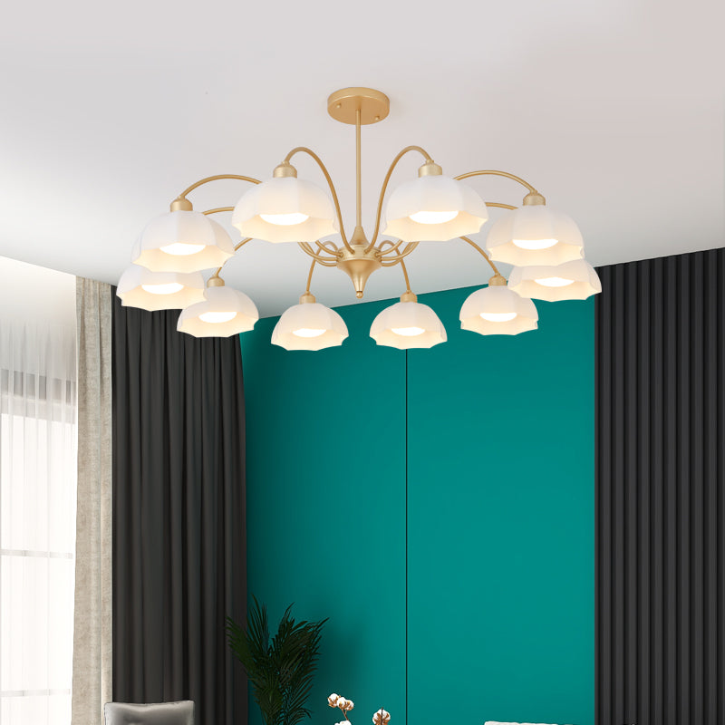 Glass Floriated Pendant Light in Modern Creative Style Lacquered Iron Chandelier for Dining Room