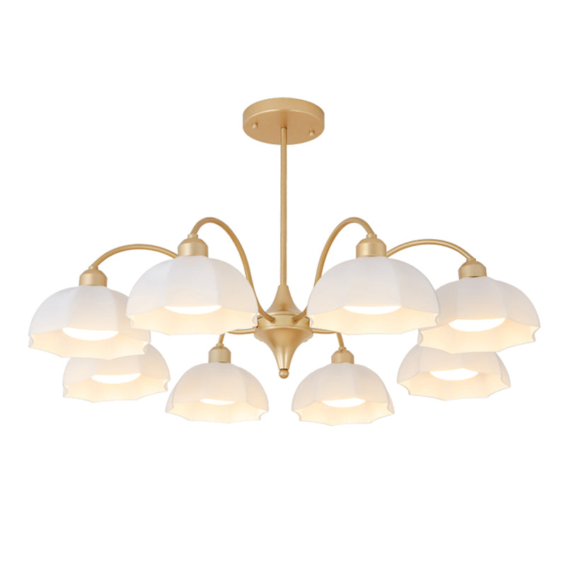 Glass Floriated Pendant Light in Modern Creative Style Lacquered Iron Chandelier for Dining Room