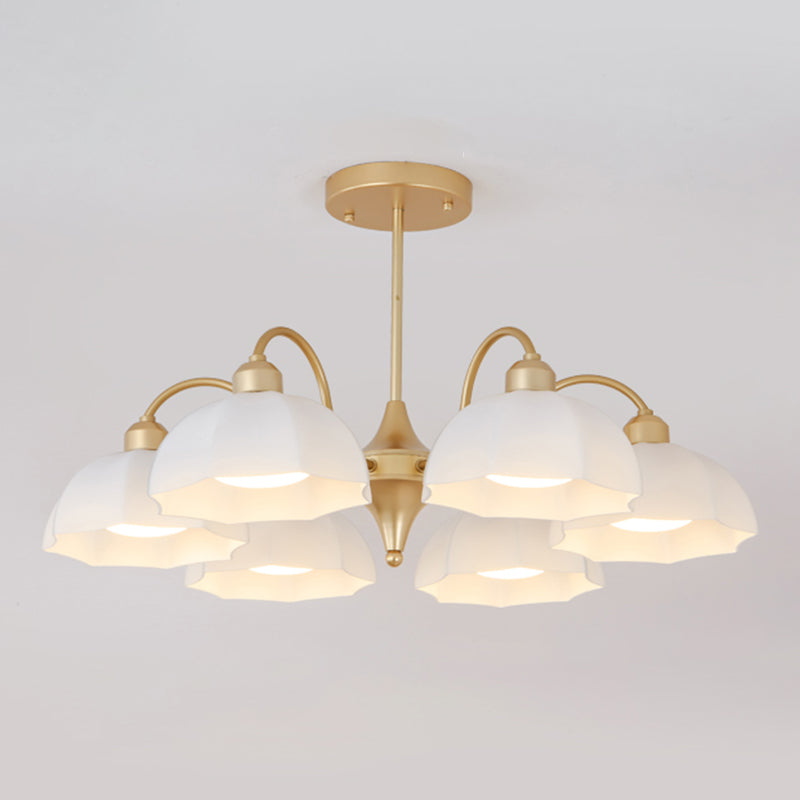 Glass Floriated Pendant Light in Modern Creative Style Lacquered Iron Chandelier for Dining Room