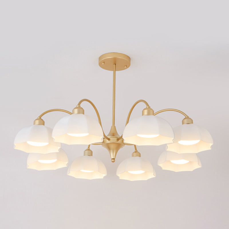 Glass Floriated Pendant Light in Modern Creative Style Lacquered Iron Chandelier for Dining Room