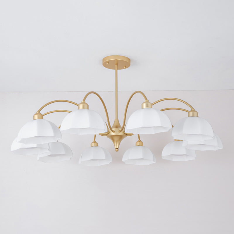 Glass Floriated Pendant Light in Modern Creative Style Lacquered Iron Chandelier for Dining Room